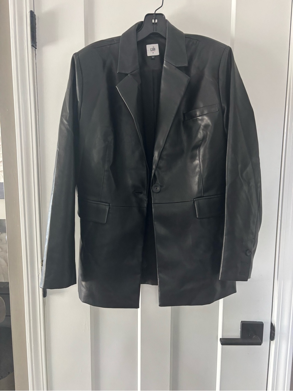 CAbi Black Leather Blazer - Single-Button Tailored James Jacket new 4495